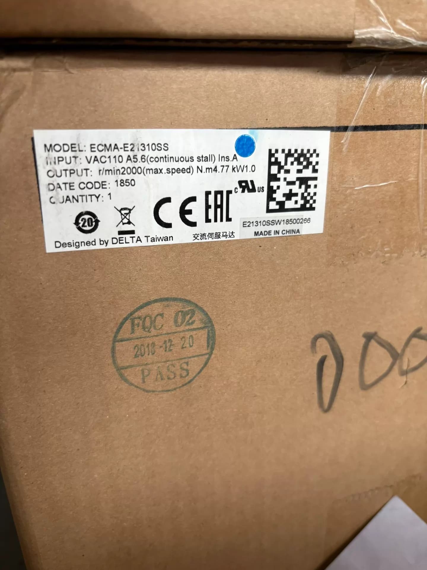 100% visiškai naujas originalus ir tikras Delta ECMA-E21310SS dažnio keitikliai Pavaros servo variklis
