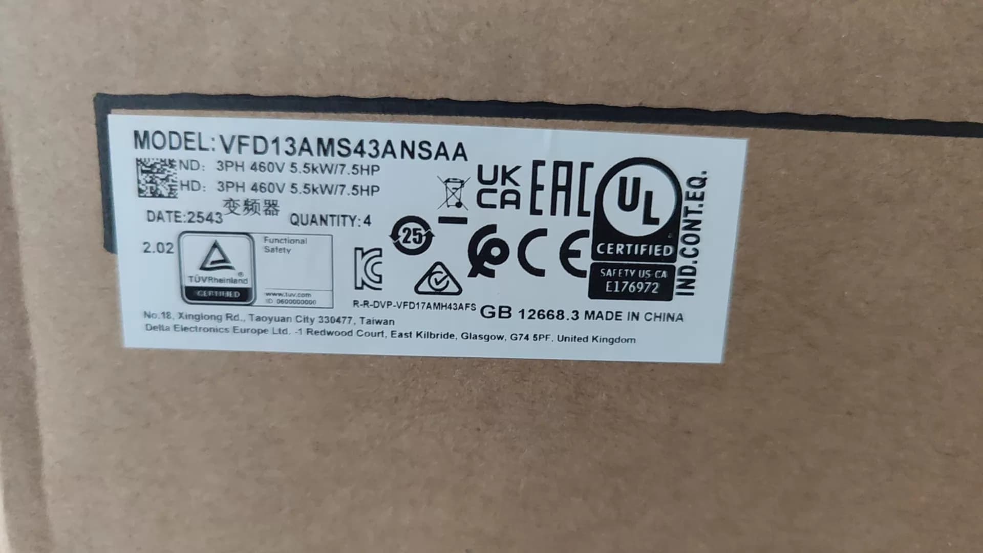 100% visiškai naujas originalus ir originalus Delta VFD13AMH43ANSAA 5.5KW Dažnio keitikliai Pavaros servo variklis