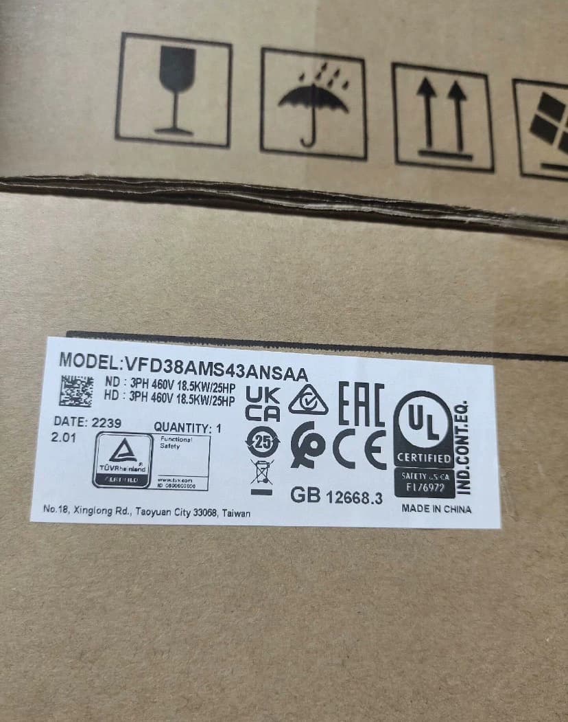 100% visiškai naujas originalus ir originalus Delta VFD38AMS43ANSAA 380V/18.5KW Dažnio keitikliai Pavaros servo variklis