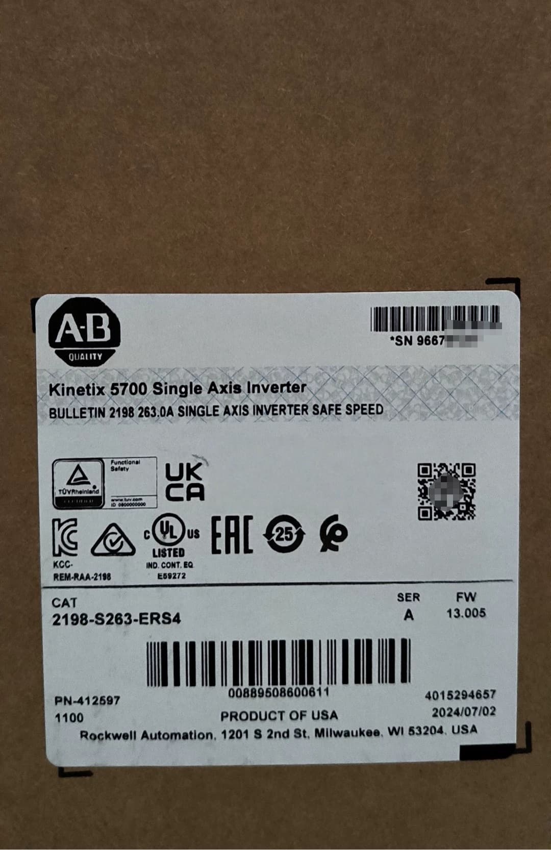2198-S263-ERS4 Kinetix 5700 servo, visiškai naujas ir originalus