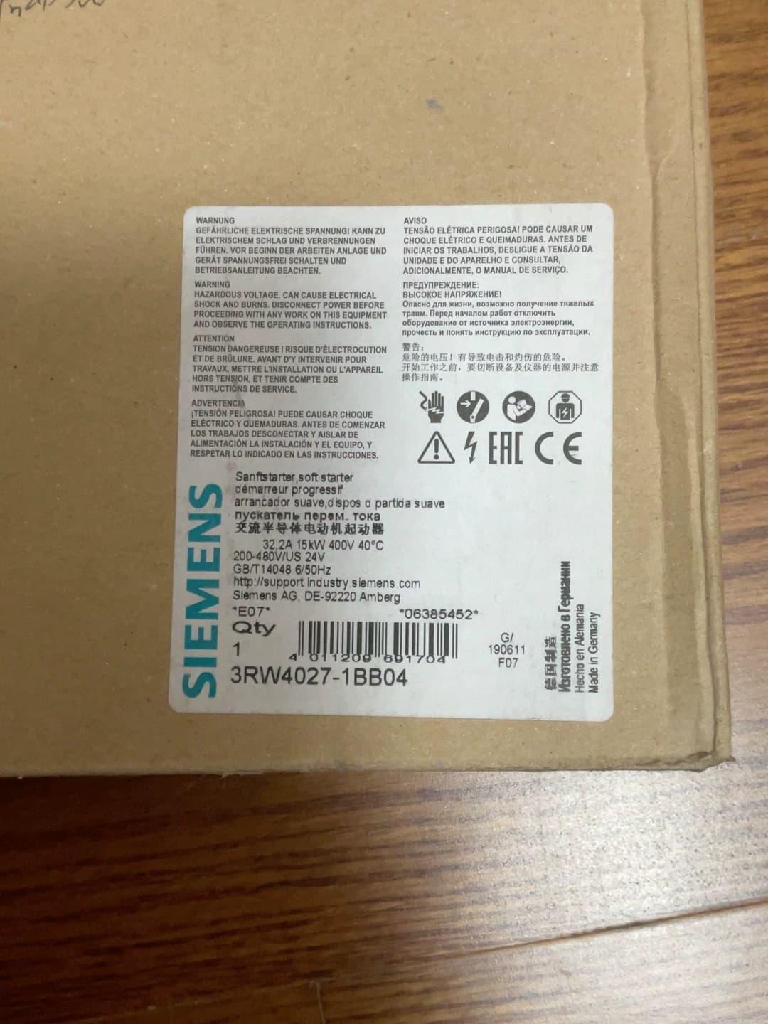 Visiškai naujas, originalus, gamyklinis Siemens 3RW4027-1BB04 minkštas starteris SIRIUS SOFT STARTER