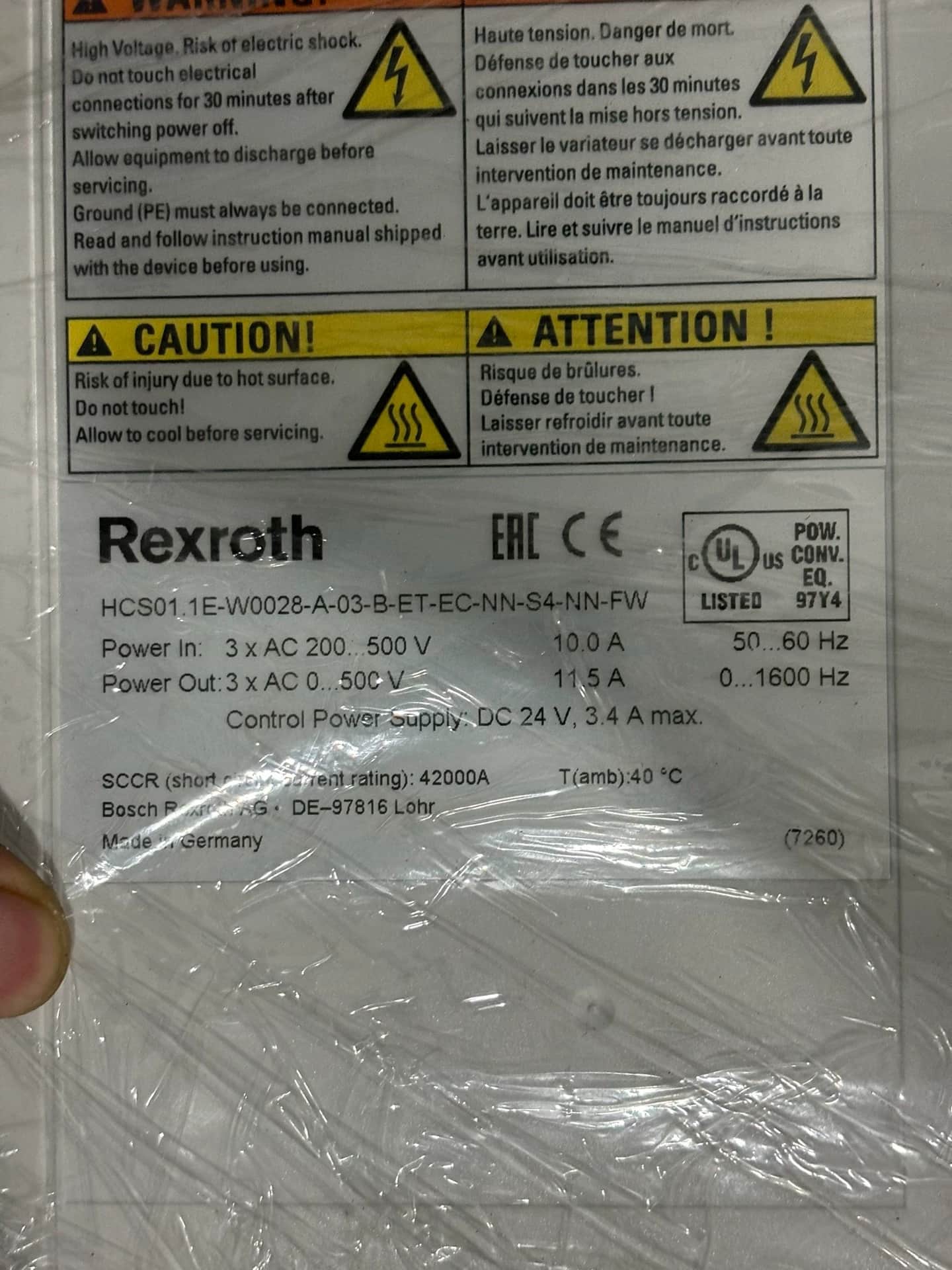 Visiškai nauja originali Bosch Rexroth servo pavara HCS01.1E-W0028-A-03-B-ET-EC-NN-S4-NN-FW servo variklis Greitas pristatymas